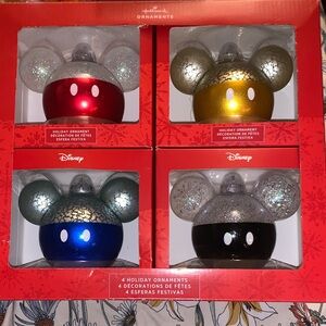 Disney Mickey Mouse Festive Ornament Collection - Red, Gold, Blue, Black